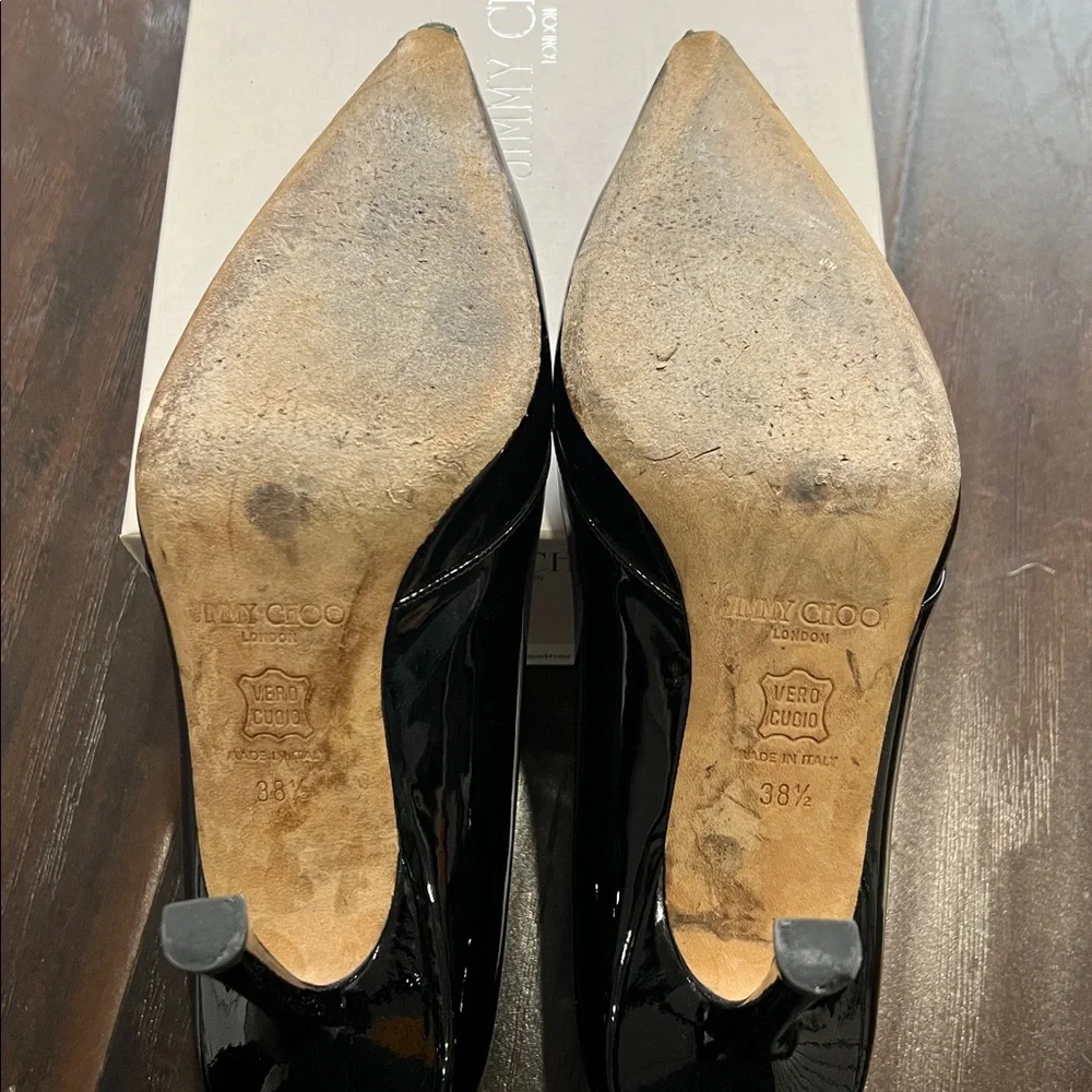 Jimmy Choo Black Patent Leather Heels, size 38.5